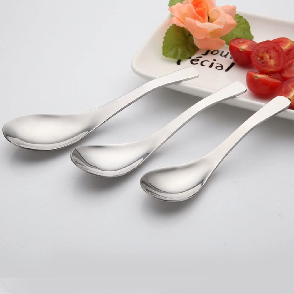 Moisture Set di Cucchiai Sfusi Cucchiai da zuppa Casa Cucina Profumi Ampia capacità Specchio in Argento Ponte lucidata for zuppa di Riso for la tavola Cucchiai da Mangiare (Quantity : 6)