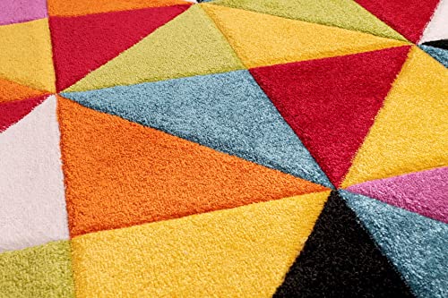 Lord of Rugs Quality Handcarved Geometric Design Rainbow Bedroom Living Room Multi Coloured Rug Destin Multi Runner 66x230 cm (2'1"x7'7") - Cosy Home Interiors Lord of Rugs Quality Handcarved Geometric Design Rainbow Bedroom Living Room Multi Coloured Rug Destin Multi Runner 66x230 cm (2'1"x7'7") - Image 5