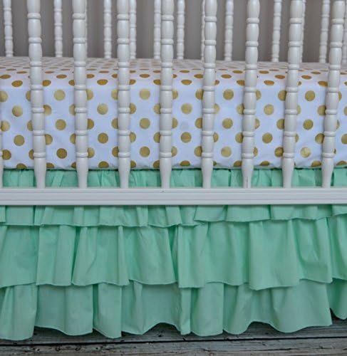 Lavender Linens 15" Mint Three Sided Three Tiered Crib Skirt (Mint)