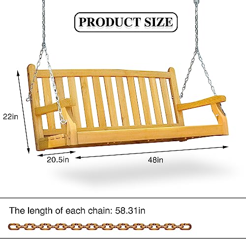 Hofzelt Premium Cedar Wood Swing Chair For Home Use With High Strength Chains, Load Capacity 500Lbs (Yellow) #TOP2