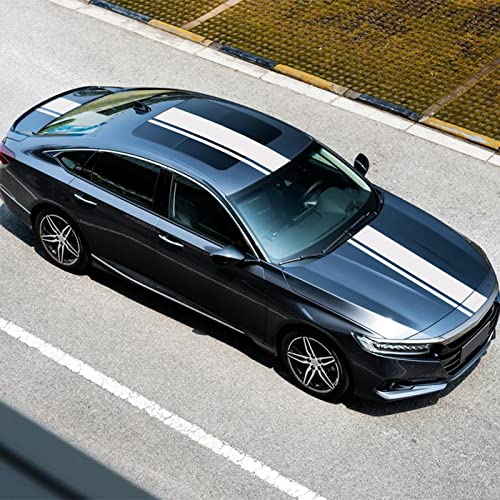 Sunbreath 3Pcs Car Hood Car Body Roof Modified Sport Style Stripe Sticker Graphic Vinyl Racing Stripe Decal Decoration Accessories Sticker For Cars White #TOP5