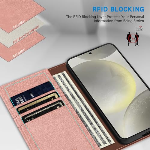 Image of ZZXX for Galaxy S23 FE Wallet Case Strong Magnetic 6.4 inch,Rose Gold