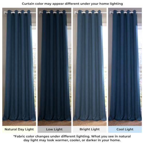 Image of HPD Half Price Drapes Grommet Linen Curtains 120 Inches Long Room Darkening Curtains for Bedroom & Living Room (1 Panel), 50W x 120L, Nightfall Navy