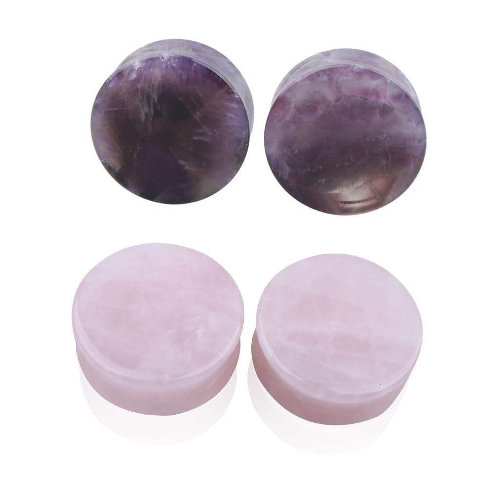 Decentraland 2 Pcs Amethyst Organic Stone Ear Gauges Earrings Plugs Jewelry 5mm(4g)