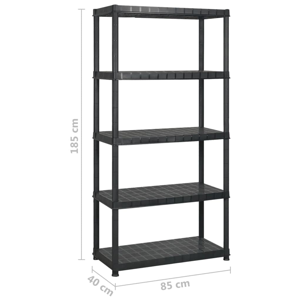 Étagère de Rangement à 5 Niveaux Noir 340x40x185 cm Plastique,Entreprise & Industrie,Stockage Industriel,Étagères industrielles,32.4 kg-3059861