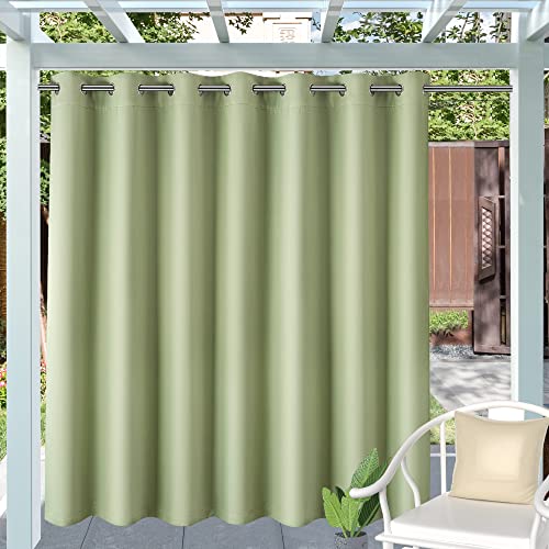 ZOVOTA Outdoor-Vorhänge mit Ösen, für Terrasse, Außenbereich, wasserdicht, lichtbeständig, verdunkelnd, 100 % Privatsphäre, für Pavillon, Veranda, Pergola, Balkon, B 25 x L 305 cm, 1 Panel, Hellgrün Cover