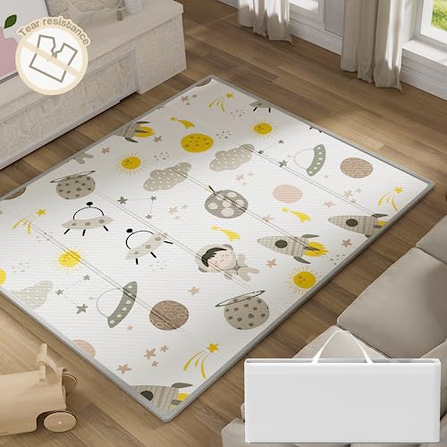 UANLAUO Tapis de Jeu Pliable pour Bébé, Extra Large - Tapis d'Activité Imperméable pour Bébés, Tout-Petits, Nourrissons, Jeu &amp; Temps sur le Ventre, Tapis en Mousse avec Sac de Voyage