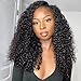 ISEE V Part Human Hair Kinky Curly Minimal/No Leave Out Upgrade U Part Wig for Black Women Human Hair V Shape Wig Kinky Curly Thin Part Glueless Clip In Half Wig 180% Density Natural Color 18 Inch