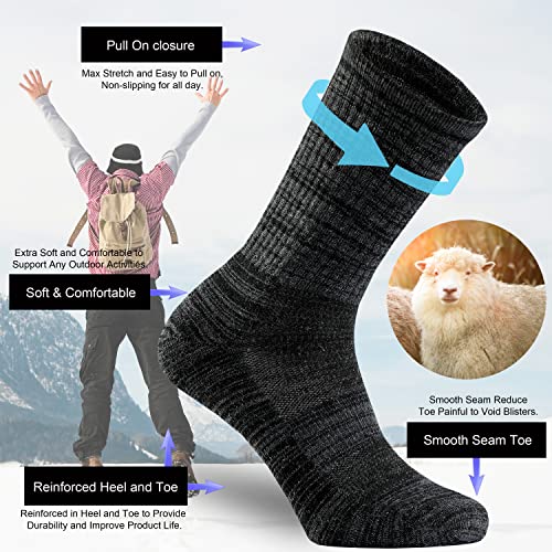 Image of Ortis Merino Wool Socks for Men Outdoor Hiking Casual Soft Cushion Crew | Extra-Fine Wool, Breathable, Comfortable, Lightweight, Moisture Wicking, Size L /XL 3 Pack, Hiker, Mountaineer, Daily Wear