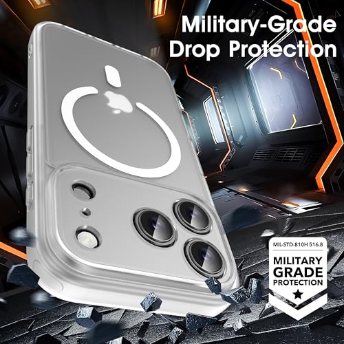 Image of Oterkin Magnetic for iPhone 17 Pro Case Matte, Upgraded Full Camera Protection Compatible with MagSafe Frosted Translucent Shockproof Anti-Scratch Slim Fit Case Military Grade Protection (Clear Matte)