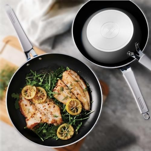 Tramontina 3 Piece Nonstick Fry Pan Set 8" 10" 12", Heavy-gauge aluminum, Porcelain enamel exterior, Reinforced nonstick interior is made without PFOA. Riveted soft-grip silicone handle. - Thumbnail 5
