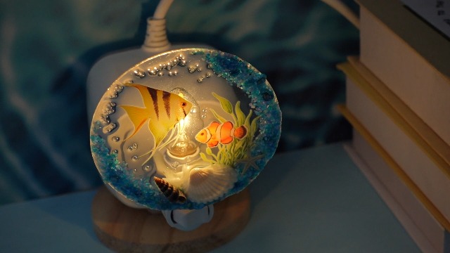 Image of Hortsun Plug in Seashell Night Light Ocean Sea Animal Decorative Night Light Plug in Beach Lamps Vintage Ocean Lamps for Adult for Home Bedroom Living Room Bathroom Wall(Tropical Fish)