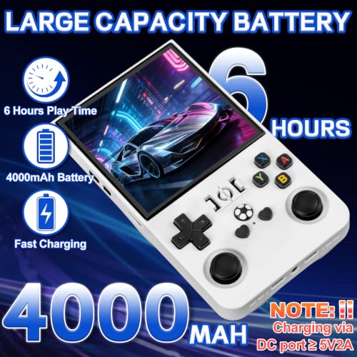 Image of R36MAX Video Game Console - 4.0-Inch Screen, Support 22000+Classic Games,128G TF Card,Portable Console with Open Source System,4000mAh Battery,Birthday Gift for Adult or Partner (White)