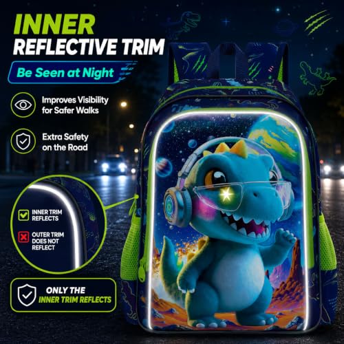 Image of UFNDC 3PCS Boys Backpack,16 inchKids Dinosaur Bookbag with Lunch Box, School Bag for Elementary Toddler