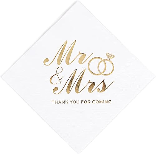 Paquete de 100 servilletas de cóctel de papel con diseño dorado, cena formal, aniversario, servilletas de boda para mesas, habitaciones de