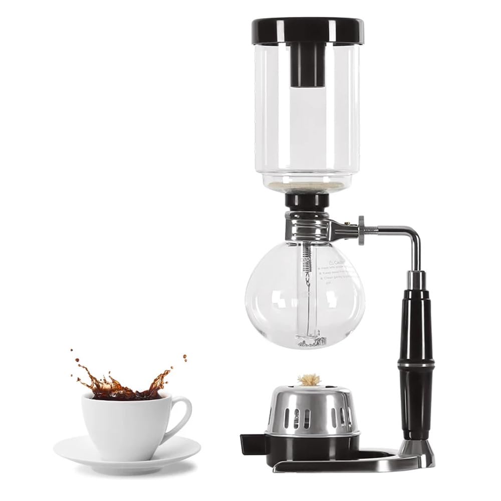 YUEHUA Cafetière professionnelle à siphon, 5 tasses (600 ml) – Cafetière sous vide avec brûleur à alcool, verre borosilicate à haute teneur en verre, poignée anti-brûlure pour la maison et le café