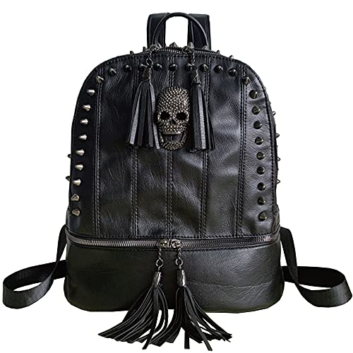 AlwaySky Mochila De Calavera Para Mujer, Con Remaches, Tachuelas, Moda  Gu00f3tica, Con Cierre De Borla, Redondel Negro, Mochilas Daypack