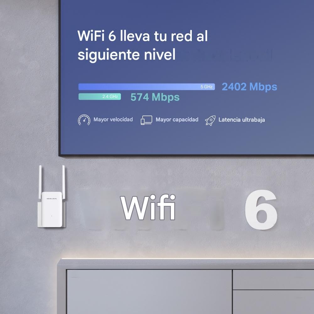 Mercusys Répéteur WiFi 6 Puissant 3000 Mbps, Port Gigabit, ME80X | Compatible toutes box, Améliorez votre couverture jusqu'à 150 m², Idéal pour le Streaming 4K et plusieurs appareils connectés