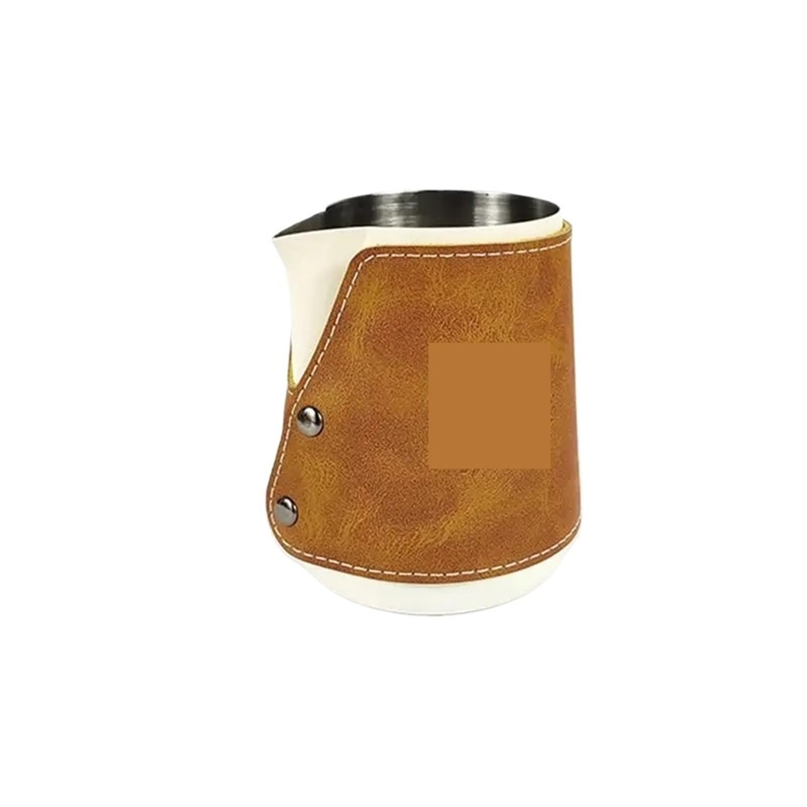 Taza de café Latte acero inoxidable, Funda cuero con boca puntiaguda, taza espuma leche gruesa, herramientas Barista, tanque flores, 2 uds Para Espumar(White-450ml)