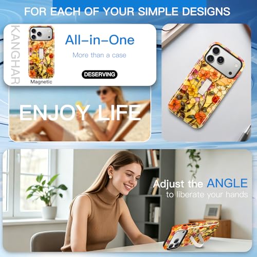 Coque iPhone 17 Pro antichoc orange anti-chute avec sangle de doigt réglable - 6