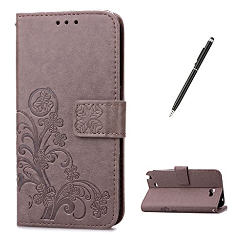 Feeltech Estuche para Samsung Galaxy Note 2 Cubierta magnética con tapa magnética con tapa para la muñeca con ranura para tarjeta billetera de cuero con pu estilo PU - Gris