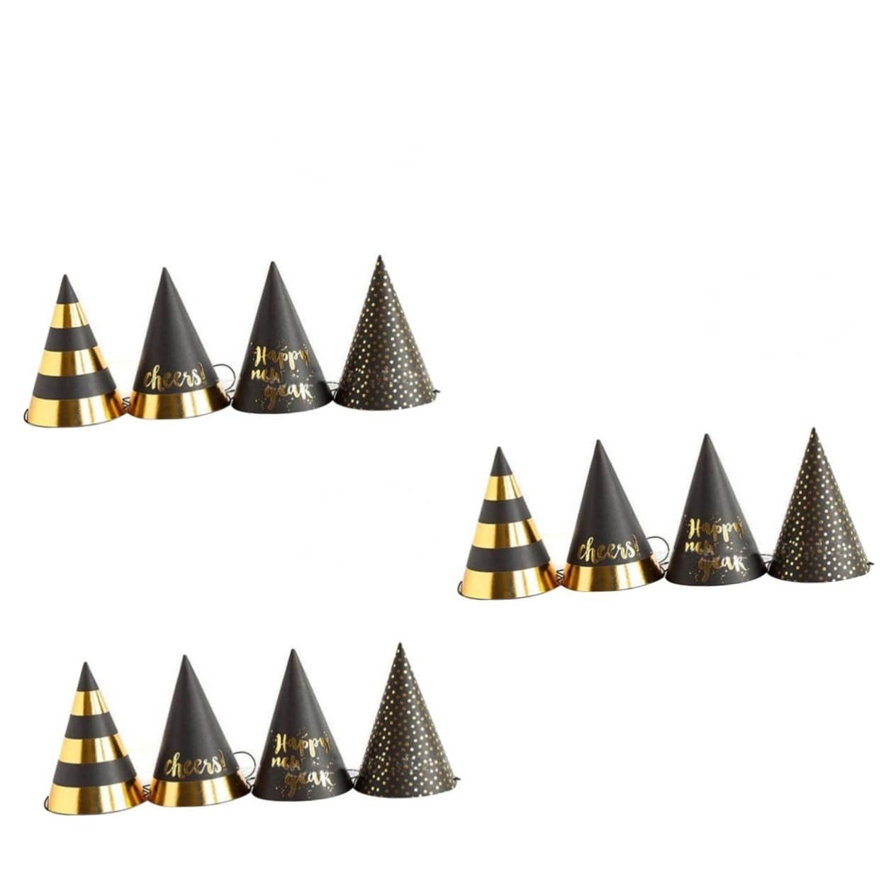 Abaodam Juego De 3 Gorros Divertidos Para Fiesta De Navidad Conos De Papel Decoraciones Para Fiesta De Año Nuevo 12 Unidades