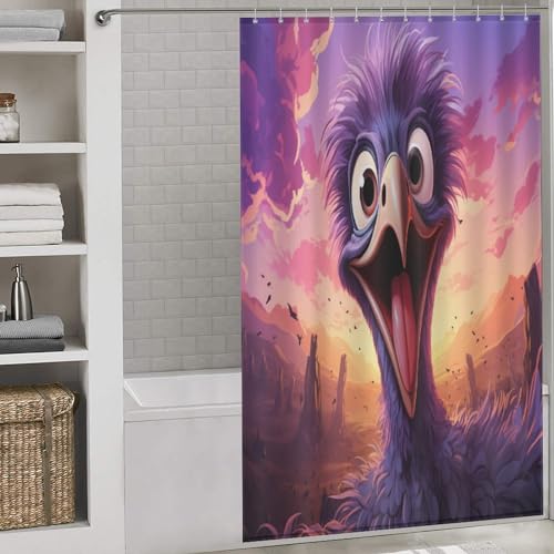 Rideau de douche autruche en polyester imperméable lavable 140x183cm - 2