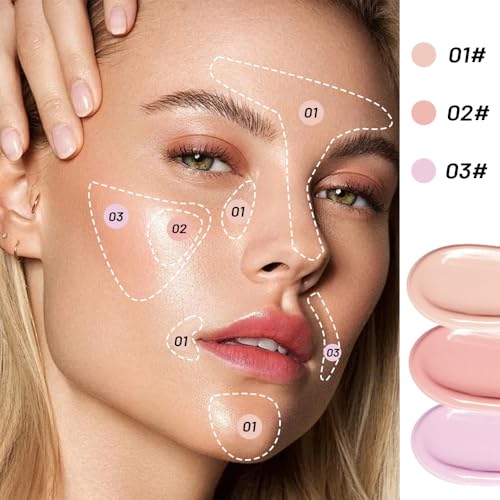 Image of Neutralizing Finish Full Coverage Concealer for Women - Light Medium Nude Pink Purple - Long-Lasting Weightless Creamy Formula - Hydrating, Non-Cakey, Covers Redness & Dark Circles (3#Purple)