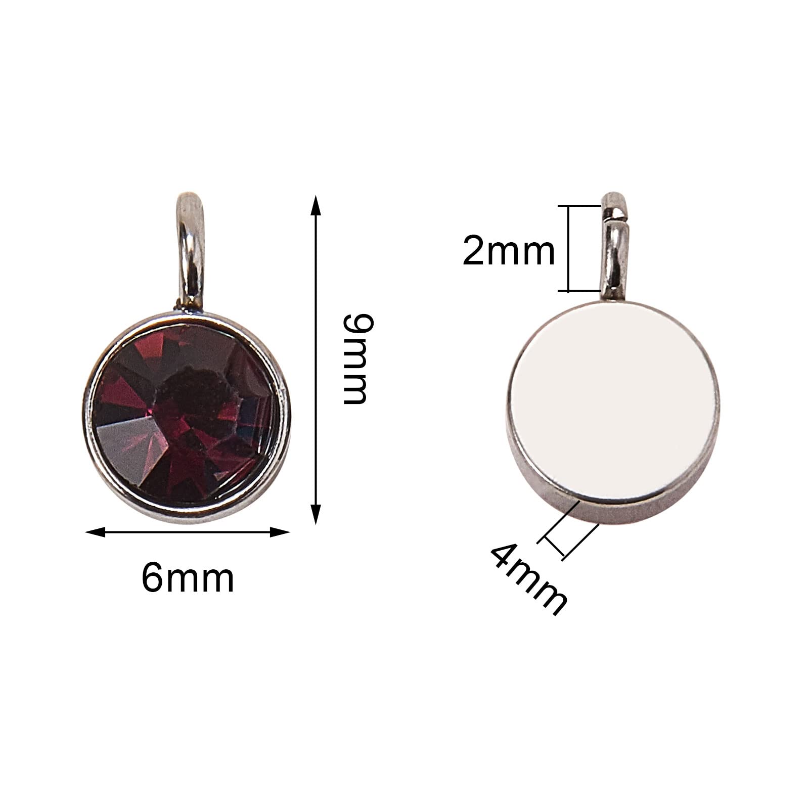 Airssory 60 Pcs 12 Colors Stainless Steel Faceted Glass Rhinestone Crystal Mini Charms Small Birthstone Pendant Assorted Lot for Jewelry Making - Image 3