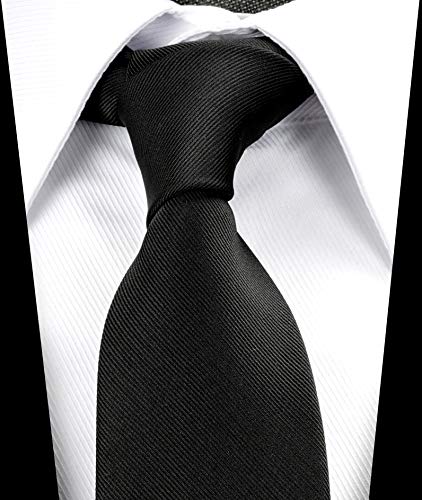 Zenxus Extra Long Solid Tie For Men Big And Tall, Black Xl Tie 63 Inch #TOP1