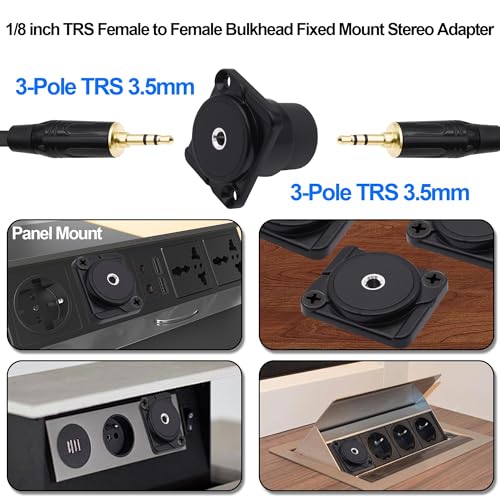 Adaptador de auriculares estéreo 3.5mm TRS montaje en panel miniatura 3