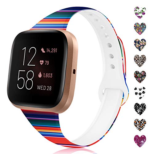 TSAAGAN Pattern Printed Slim Silicone Band Compatible with Fitbit Versa 2/Versa/Versa Lite, Fadeless