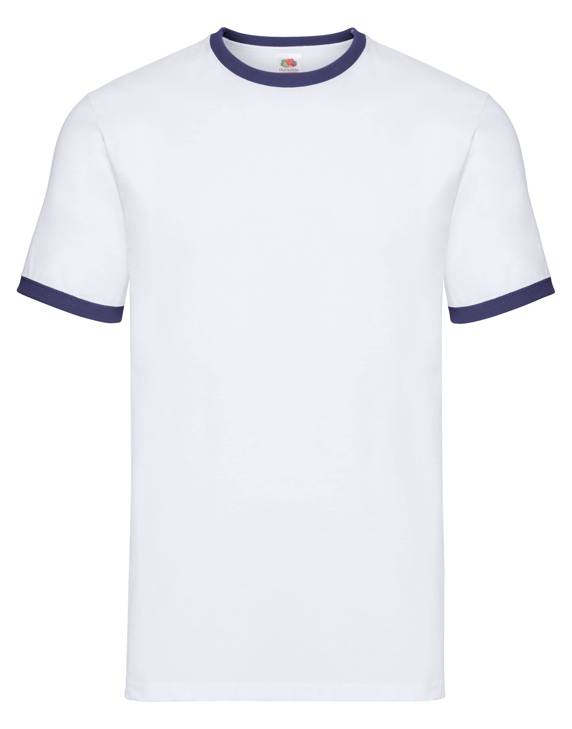 Fruit of the Loom Men's Ringer Premium T-Shirt, White/Navy, Small