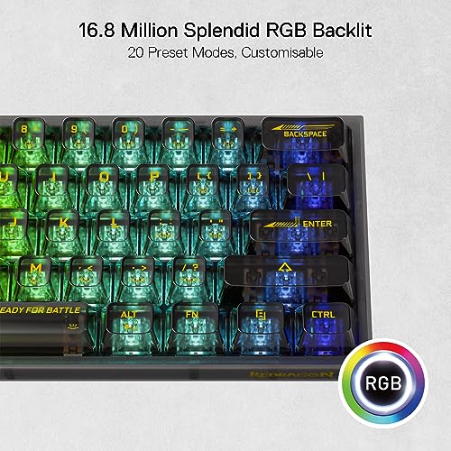 Teclado Mecânico Gamer Redragon Fizz RGB Clear Black 60% Switch Crystal K617CTB-RGB