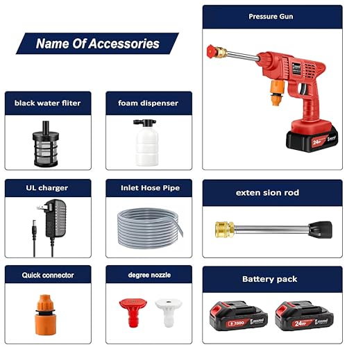 Image of Cockatoo CarShine1.0 Rechargeable Pressure Washer Gun 21V Double Battery 10 Bar Pressure 4L /min Flow Portable Car Bike Garden Cleaner Aluminium Motor Foam Bottle Cordless High Pressure Cleaner