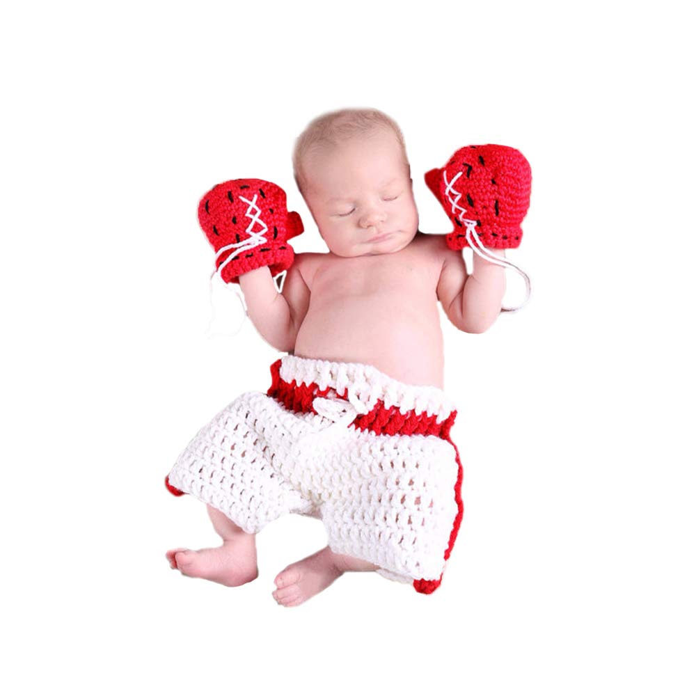Cute Baby Newborn Boxing Costume Crochet Knitted Costume Glove