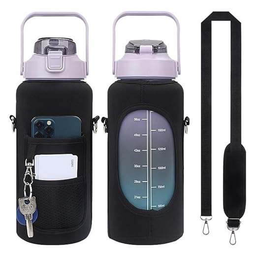 Cubierta para botella de agua, taza aislante, antiescaldaduras, material de buceo, tapa de vaso de agua, botella de cristal, 2 litros, cierre de clip (negro, talla única)