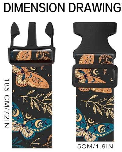 Image of Luggage Straps for Suitcases, Adjustable Travel Belt, Durable Wide Luggage Strap, Cute Suitcase Strap Identifiers with Buckle, Bag Straps for Luggage, Boho Butterfly