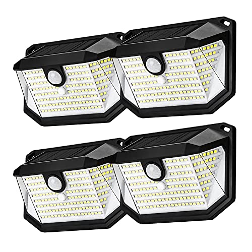 Solar Outdoor Light 4 Pack 178LED Solar Motion Sensor Light Solar Outdoor Wall Lights, IP65 Solar Lights Outdoor Waterproof Wall Lights 270° Wide-Angle Lighting Wall Light, Suitable for Porches Etc.