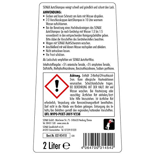 SONAX AutoShampoo Konzentrat (2 Liter) durchdringt und löstr Schmutz gründlich, ohne Angreifen der Wachs-Schutzschicht | Art-Nr. 03145410 - Image 3