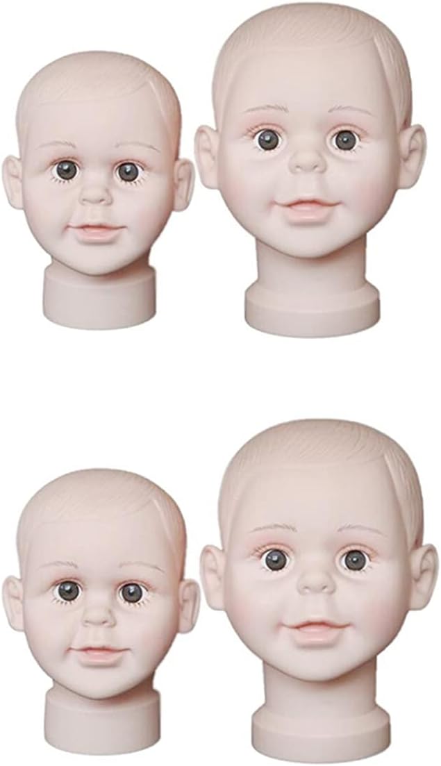 4パックPVCチャイルドキッズベビー男の子女の子帽子ウィッグタッピージュエリーディスプレイメイクアップビデオリングトレーニングマネキ
