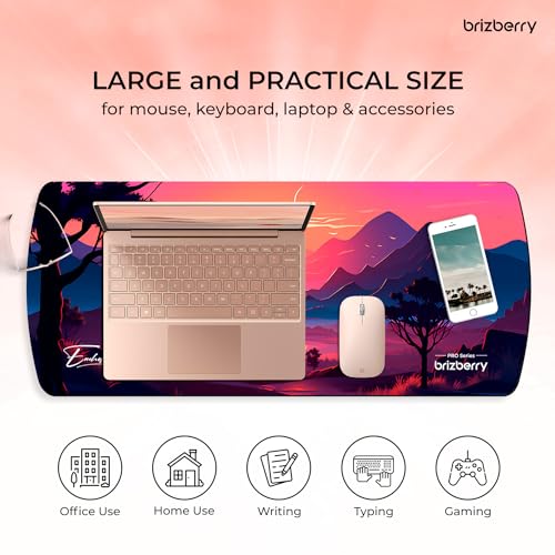 Image of Brizberry Extended Mouse Pad, Desk Mat, 740mm x 310mm x 3mm Large Printed Premium Anti Skid Rubber Base for Desktop Laptop Keyboard (DM Design 6)