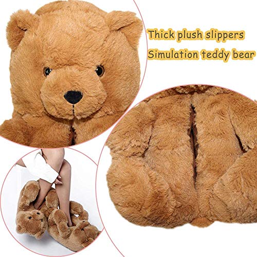 LELEBEAR Teddy Bear Slippers, Plush Animal Slippers Winter Warm Shoes2