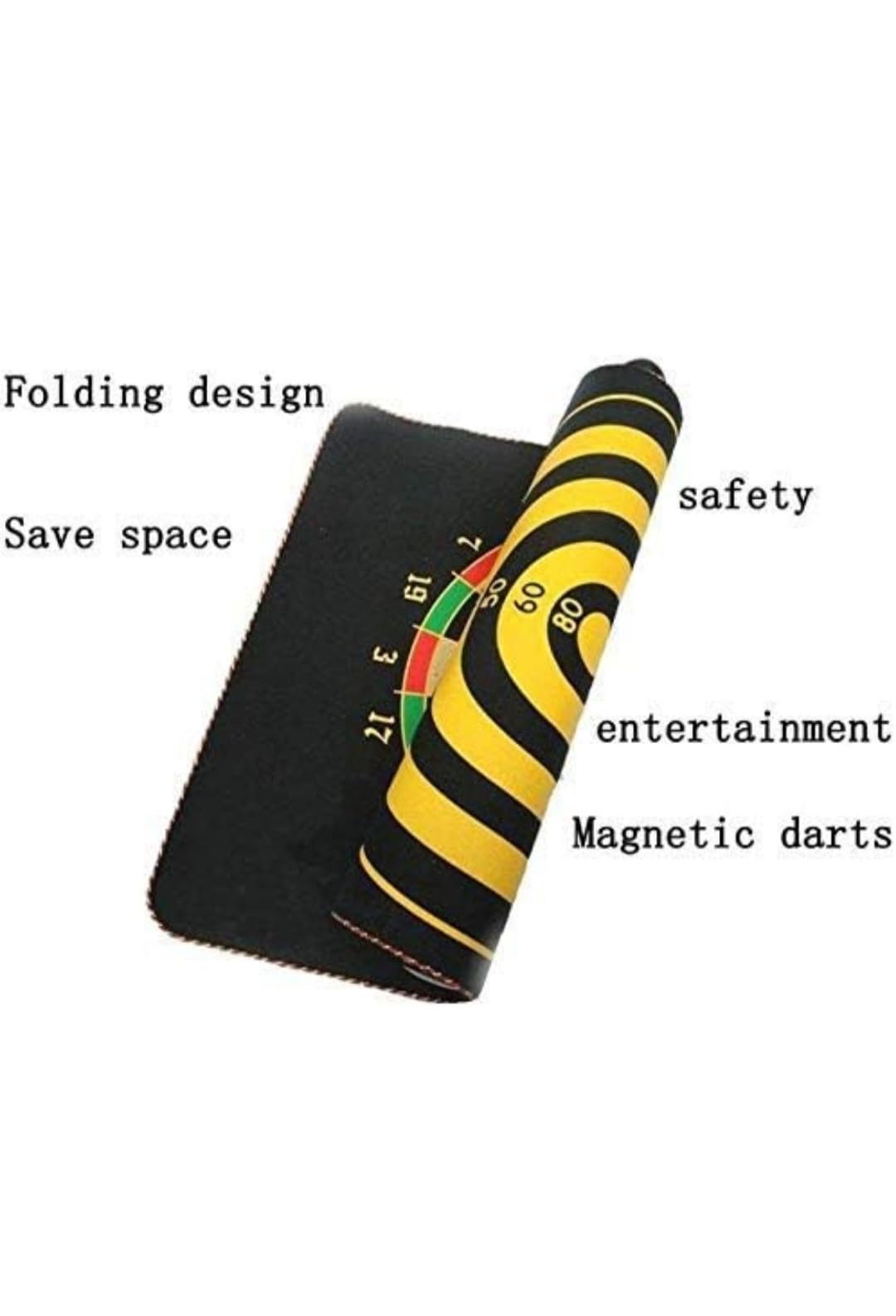 Magnetic Dartboard Double-Sided Board, Rollup Design, 12 inch Red and Yellow 1