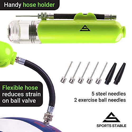 Sports Stable Dual Action Ball Pump Comes With 5 Standard Needles And 2 Plastic Adaptors For Your Football, Basketball, Soccerball, Volleyball, Handball #TOP2
