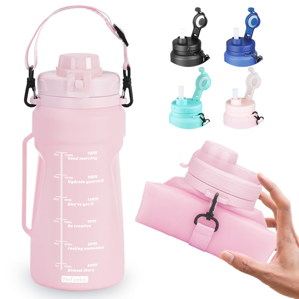 Nefeeko Foldable Water Bottle, 26oz BPA Free, Portable Silicone Collapsible Water Bottle, FDA - View #11