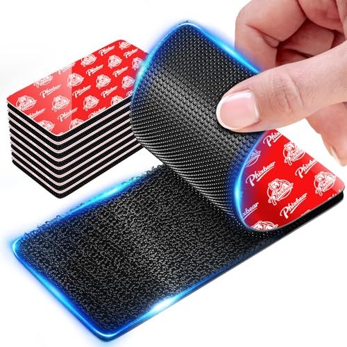 Image of PHIXBEAR 4 inch Large Wide Hook and Loop Strips with Super Adhesive Heavy Duty, Heat Resistant Waterproof, Outdoor or Indoor Use, 8 Sets Black 4x2 Inch