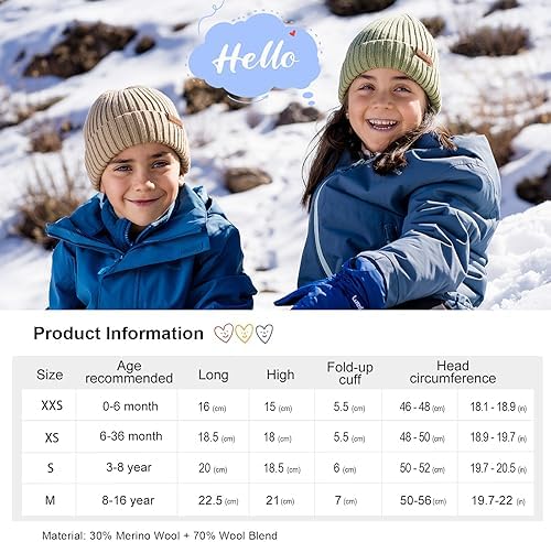 MAGISDU Baby Winter Hat Kids Beanie Merino Wool Boys Girls Double Layer Fleece Lined Knit Toddler Warm Toque for Infant 6 51Rljb2FMHL. AC