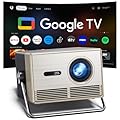 2000 ANSI Official Licensed Google TV Outdoor Projector 4K Full HD, Smart Projector with Wifi and Bluetooth, Auto Focus, Dolby Sound,Built-in Apps,HAPPRUN Indoor Home Theater for Phone/TV Stick/PC/PS5