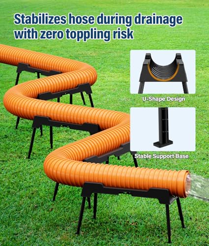 Image of RV Sewer Hose Support, 15FT Heavy-Duty Camper Waste Hose Holder with 7 Foldable Sections, Adjustable & Stable Waste Drainage Support with Strap, Stackable & Weather-Resistant (Patent Pending)